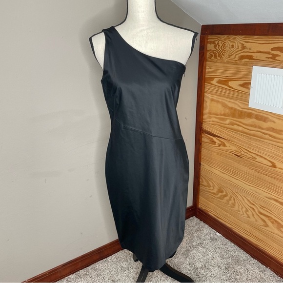 Hugo Boss Black One Shoulder Sleeveless Knee Length Dress 6 Formal Party Wedding - Picture 1 of 12